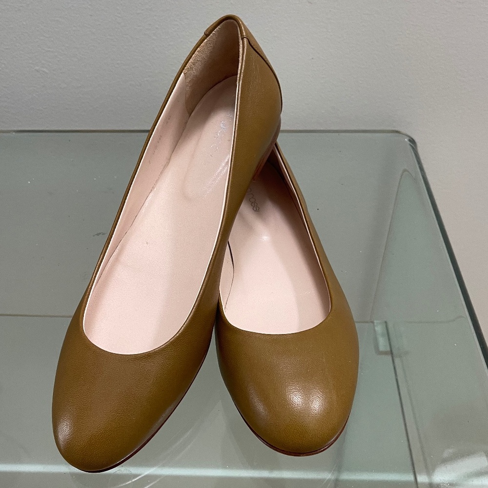 New Sergio Rossi Ballerina Olive Round Toe Flats Size 40/Size 9
